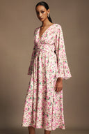 Lexie V-Neck Long Sleeves Floral Printed Midi Dress