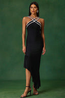 Nialla Sleeveless Diamond Flounce Bandage Maxi Dress