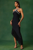 Nialla Sleeveless Diamond Flounce Bandage Maxi Dress