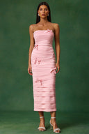 Gayu Sleeveless Bow Wrinkles Midi Dress