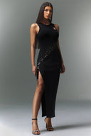 Kaiser Sleeveless Hollowed Out Slit Bandage Maxi Dress