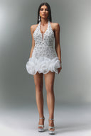 Tove Sleeveless V-neck Diamond Flrs Mini Dress