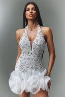 Tove Sleeveless V-neck Diamond Flrs Mini Dress