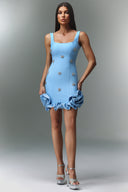 Nomi Sleeveless Diamond Flrs Mini Dress