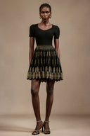 Emilee Short Sleeves Round Neck Jacquard Mini Dress