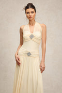 Janiyah Sleeveless Folds Diamond Maxi Dress