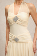 Janiyah Sleeveless Folds Diamond Maxi Dress