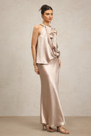 Vazada Flowers Sleeveless Asymmetric Top And Mini Skirt Two-Piece Set