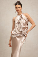 Vazada Flowers Sleeveless Asymmetric Top And Mini Skirt Two-Piece Set