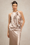 Vazada Flowers Sleeveless Asymmetric Top And Mini Skirt Two-Piece Set