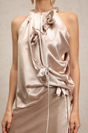 Vazada Flowers Sleeveless Asymmetric Top And Mini Skirt Two-Piece Set
