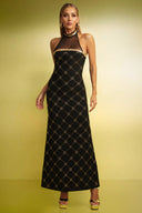 Eamon Sequins Diamond Slim Bandage Maxi Dress