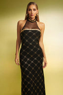 Eamon Sequins Diamond Slim Bandage Maxi Dress