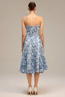 Lesa Halter Floral Printed Midi Dress