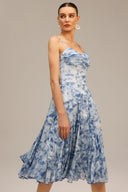 Lesa Halter Floral Printed Midi Dress