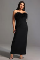 Xuliy Feather Maxi Bandage Dress