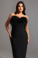 Xuliy Feather Maxi Bandage Dress
