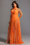 Rivka Halterneck Twist Mesh Maxi Dress