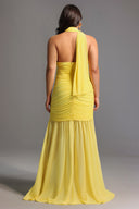 Ulasa Sleeveless Ruched Mesh Maxi Dress