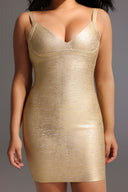 Maryam Metallic Gold Cocktail Dress