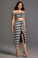 Martha Off-the-Shoulder Hollow Out Slit Bandage Midi Two-Piece Set