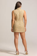 Jillian Diamond Mid-Neck Sleeveless Tweed Mini Dress