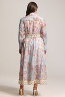 Ruby Long Sleeve Floral Printed Lace Top And Skirt Two-Piece Set