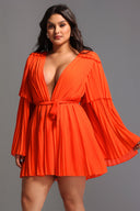 Lizew Pleated Mini Dress