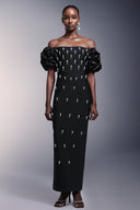 Yarera Strapless Pearls Bandage Maxi Dress