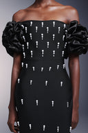 Yarera Strapless Pearls Bandage Maxi Dress