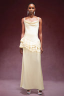 Gunnhild Sleeveless Falbala Satin Maxi Dress
