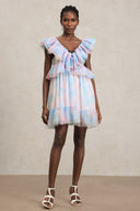 Emma Sleeveless Folds Puff Mini Dress