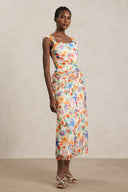 Soloma Halter Folds Floral Printed Maxi Dress