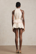 Erica Pearl Sleeveless Bowknot Puff Mini Dress