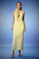Lacie Deep-V Halter Backless Flowers Maxi Dress