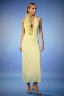 Lacie Deep-V Halter Backless Flowers Maxi Dress
