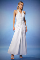 Emta Deep-V Halter Maxi Dress