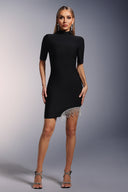 Korasa Kısa Kollu Püsküllü Elmas Desenli Bandaj Mini Elbise