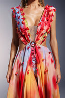 Dierea High Slit Sequins Deep-V Backless Maxi Dress