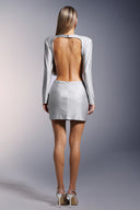 Ella Long Sleeves Flowers Hollow Backless Diamond Mini Dress
