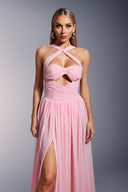 Vakana Hollow High Slit Fold Maxi Dress
