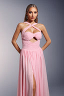 Vakana Hollow High Slit Fold Maxi Dress