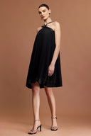 Salerio Sleeveless Bowknot Folds Mini Dress