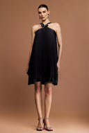 Salerio Sleeveless Bowknot Folds Mini Dress