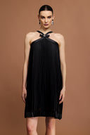 Salerio Sleeveless Bowknot Folds Mini Dress