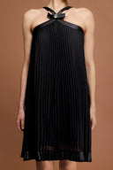 Salerio Sleeveless Bowknot Folds Mini Dress