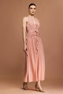 Pilisa V-Neck Sleeveless Folds Maxi Dress