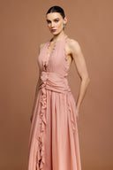 Pilisa V-Neck Sleeveless Folds Maxi Dress