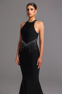 Sarly Bandage Halter Fishtail Maxi Dress