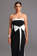 Sling Bandage Strapless Bow Maxi Dress